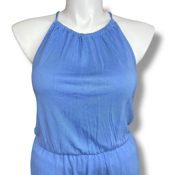 Old Navy Womens Blouson Dress Sleeveless Halter Top Knee Length Blue Large - Picture 2 of 10